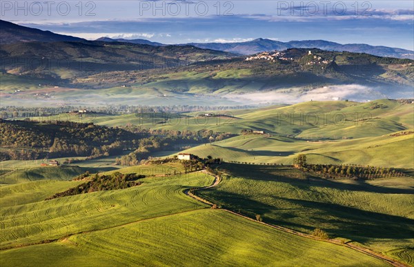 Landscape with green hills and mountains