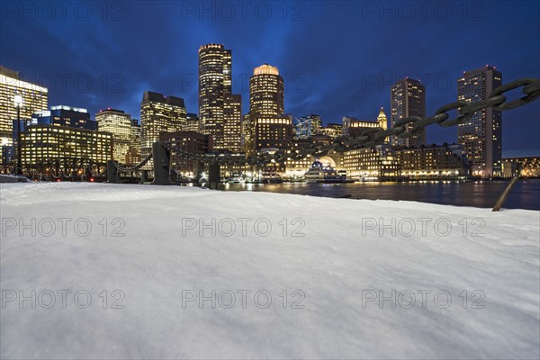 Illuminated buildings by canal