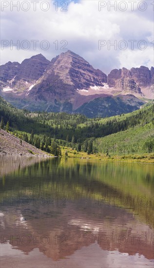 Mountains reflecting in lake