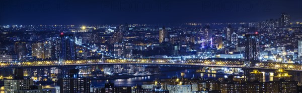 Queensboro Bridge at night. USA, New York, New York City.