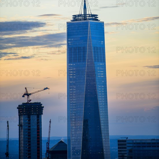 One World Trade Centre at dusk. USA, New York, New York City.