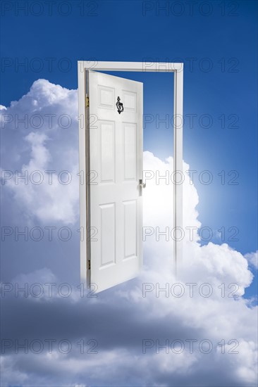 Opened door in clouds.