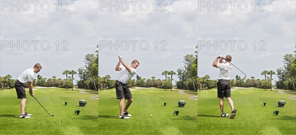 Man hitting ball with golf club