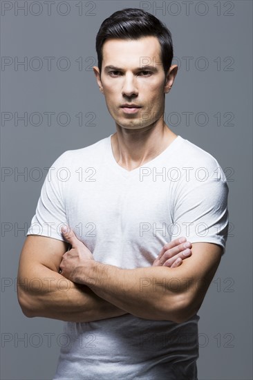 Portrait of man in white t-shirt