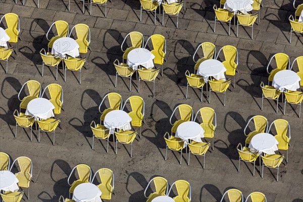 Tables on St Mark's Square in Venice Venice, Veneto, Italy