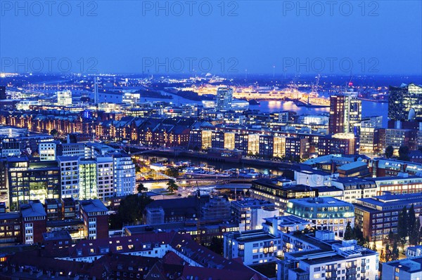 Aerial view of Hamburg with Speicherstadt Hamburg, Germany