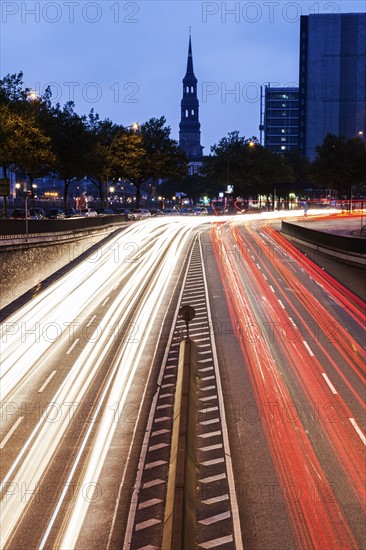 Traffic in Hamburg at night Hamburg, Germany