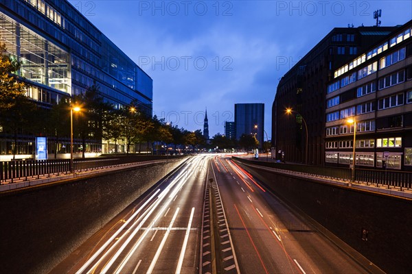 Traffic in Hamburg at night Hamburg, Germany