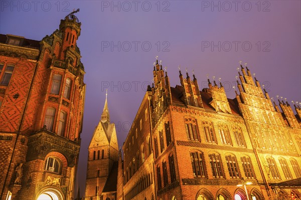 Marktkirche and Old Town Hall  in Hanover Hanover (Hannover), Lower Saxony, Germany