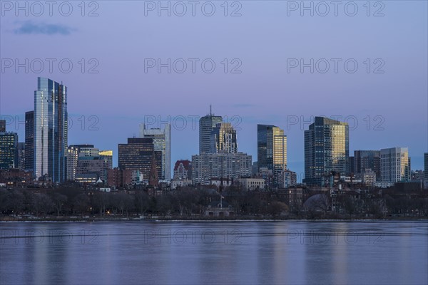 Charles river and downtown skyline at dusk