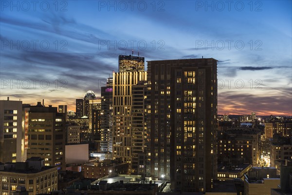 Downtown district at dusk