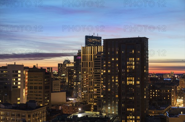 Downtown district at dusk