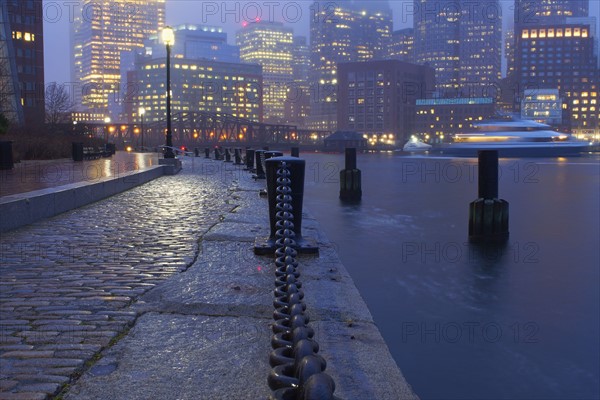 Waterfront on rainy evening