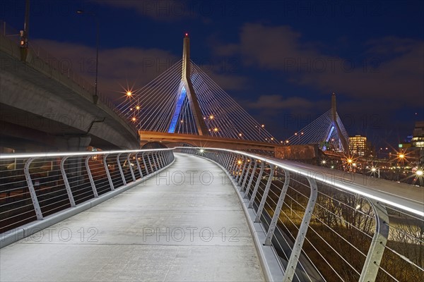 Suspension bridge at dusk