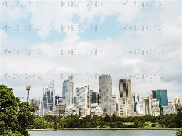 Downtown district on cloudy day