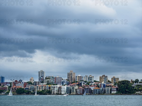 Downtown district on cloudy day