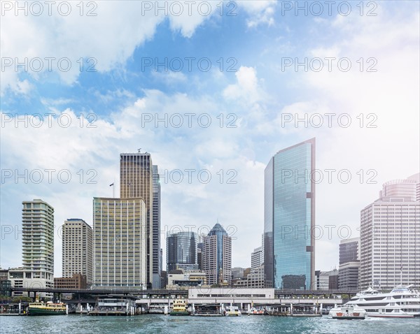 Downtown district on cloudy day