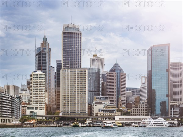 Downtown district on cloudy day