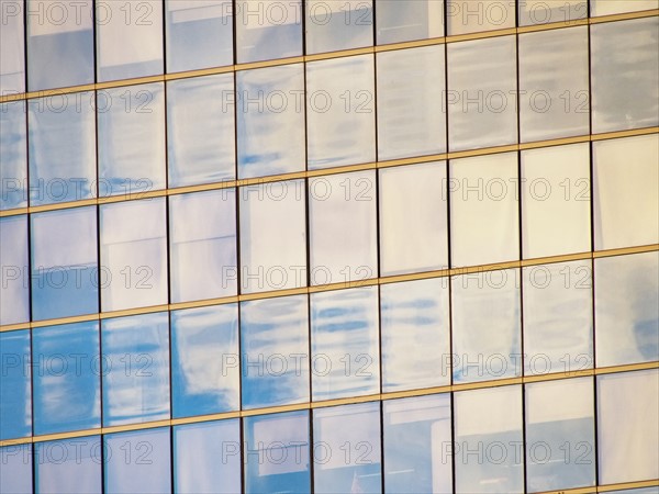 Sunlight reflecting in windows of office building