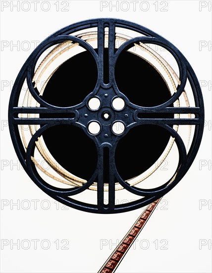 Film reel on white background.