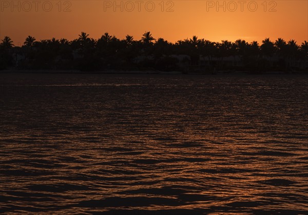 Sunset over island