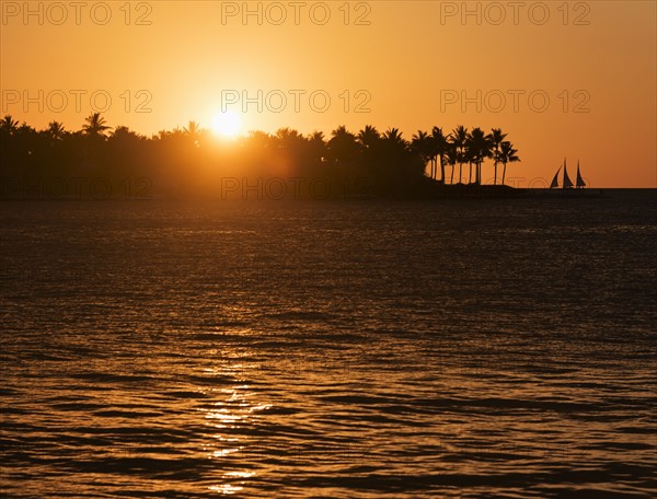 Sunset over island