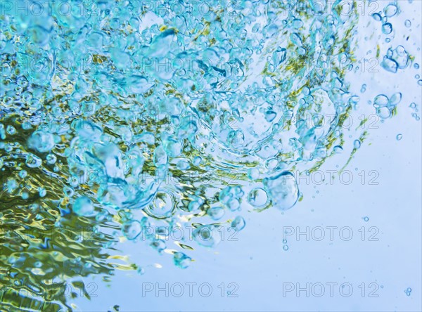 Bubbles on blue water