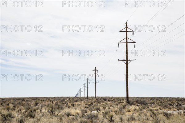 Electricity pylons in desert, Colorado