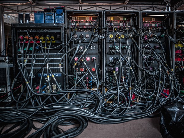 Rear view of amplifiers and cables