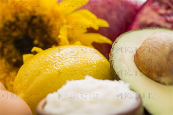 Sunflower and fresh lemon with avocado