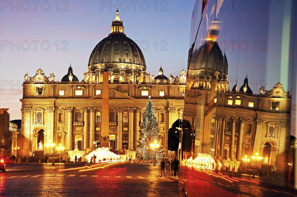 Vatican, Vatican City, St. Peter's Basilica at sunset