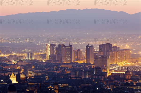 Italy, Campania, Naples, Cityscape at sunrise