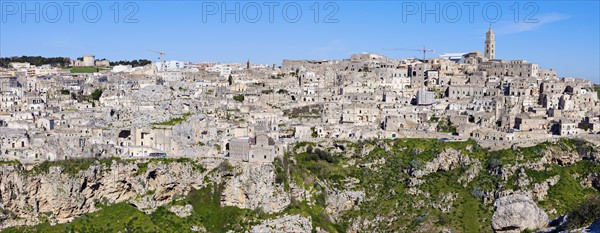 Italy, Basilicata, Matera, Panorama of old town