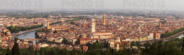 Italy, Veneto, Verona, Panorama of city at sunset