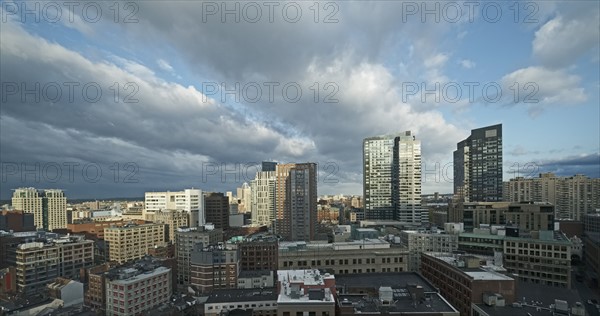 Massachusetts, Boston, City skyline at dawn