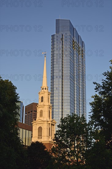 Massachusetts, Boston, Millennium Tower at sunset