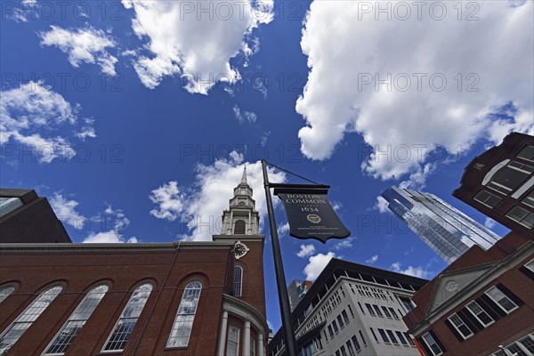 Massachusetts, Boston, Low angle view of Park Street Church