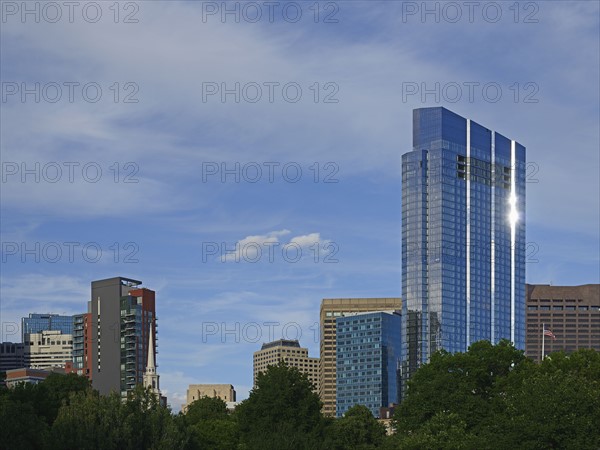 Massachusetts, Boston, Millennium Tower against blue sky