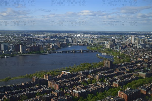 Massachusetts, Boston, Aerial view of Charles river, Back Bay and Beacon Hill