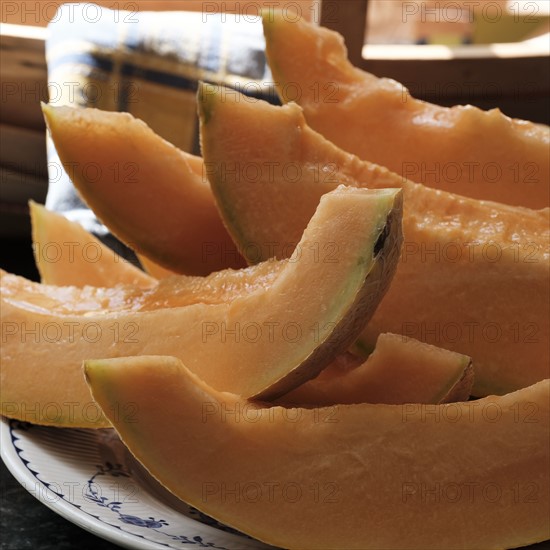 Slices of cantaloupe.