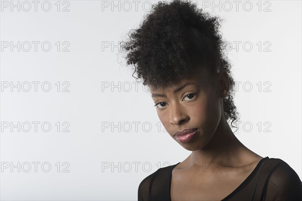 Portrait of serious young woman.