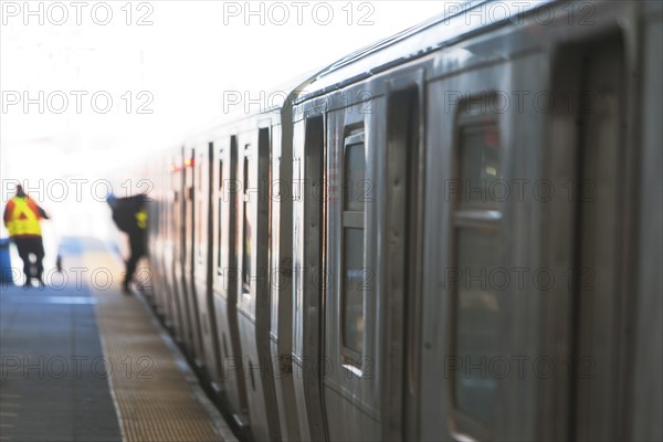 USA, New York State, New York City, Subway train at subway station