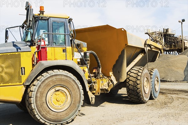 Dump truck in gravel quarry