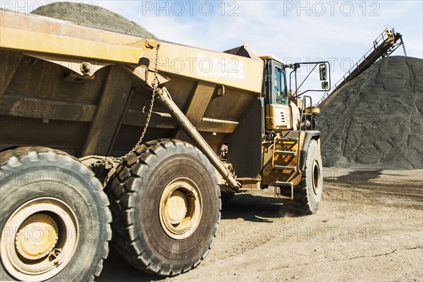 Dump truck in gravel quarry
