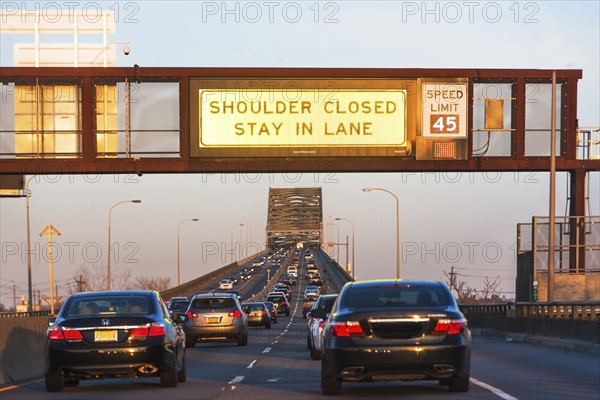 USA, New Jersey, Jersey City, Traffic at entrance to bridge