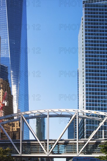 USA, New York State, New York City, Overpass with skyscrapers in background