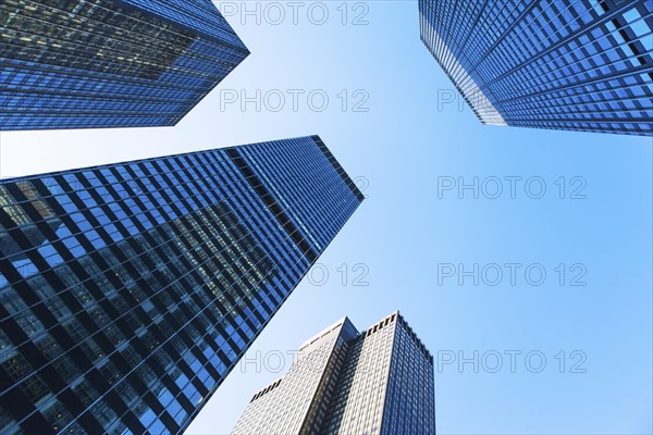 USA, New York State, New York City, Manhattan, Skyscrapers seen from below