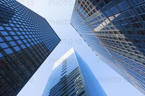 USA, New York State, New York City, Manhattan, Skyscrapers seen from below