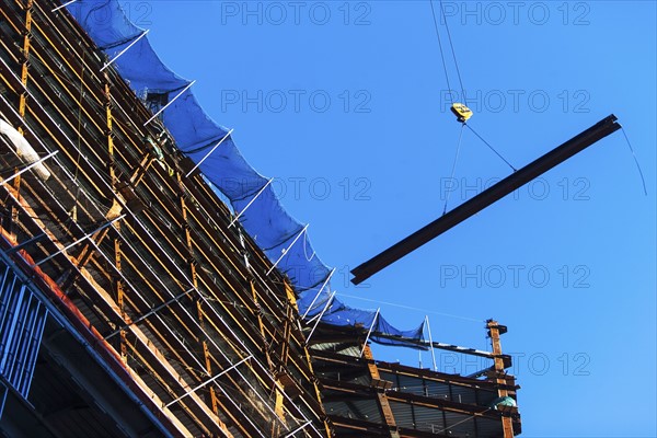 USA, New York State, New York City, Manhattan, Low angle view of construction site