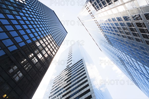 USA, New York State, New York City, Manhattan, Low angle view of office buildings